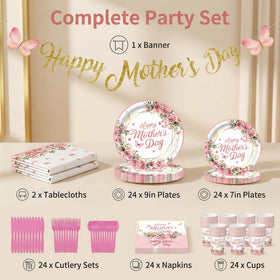 Karii Mother’s Day dinner plates in pink floral design for a coordinated table