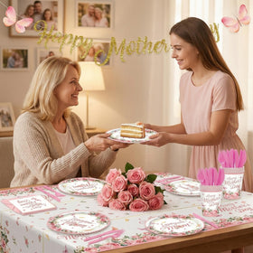 Karii tablecloths protecting surfaces while highlighting the pink floral theme