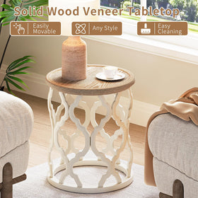 Karlott Farmhouse End Table distressed wood top texture and warmth