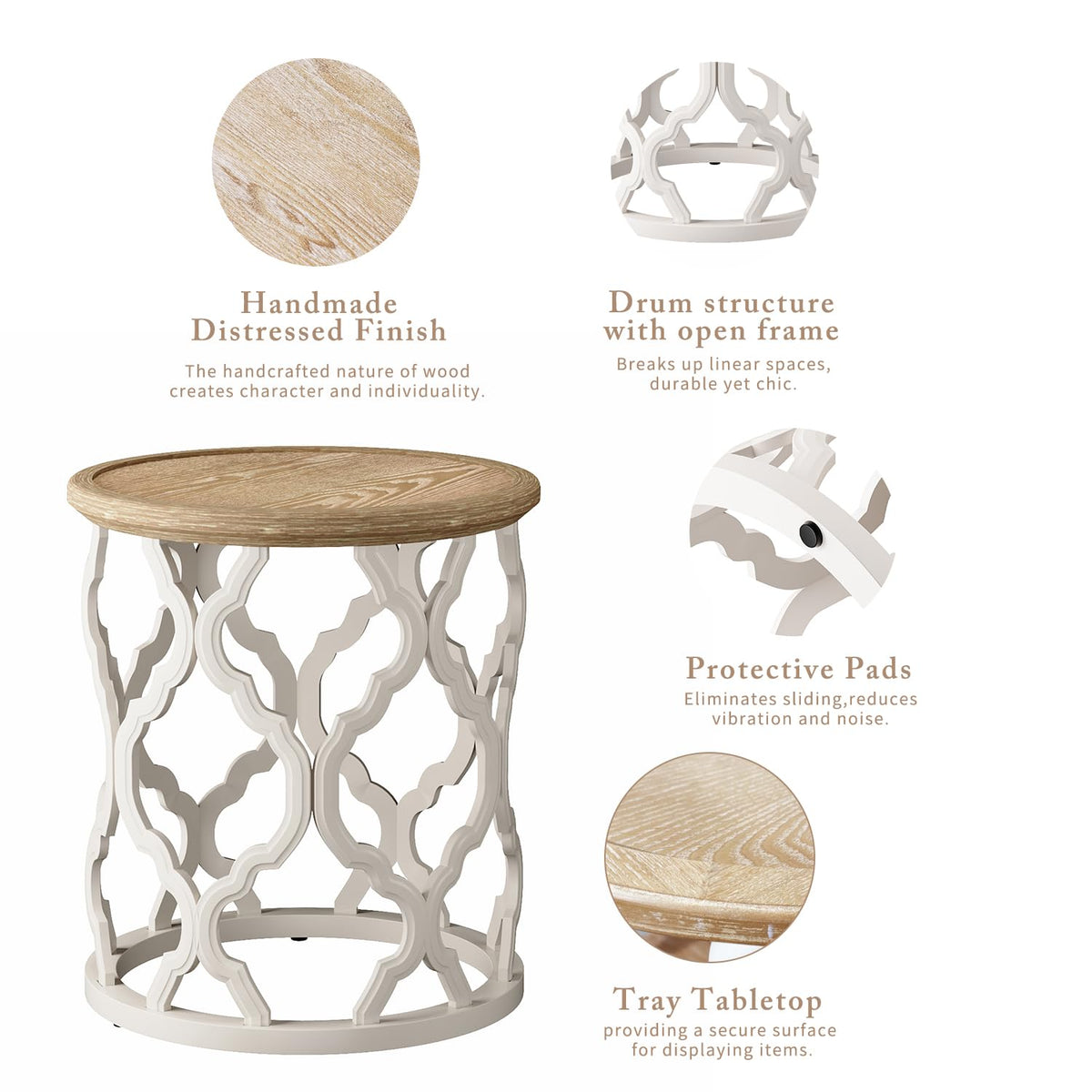 Karlott Farmhouse End Table weight capacity supports daily items