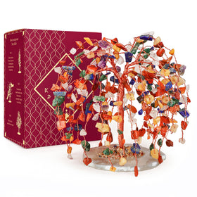 KARMAPLEDGE 7 Chakra Tree on crystal base promotes grounding energy in any room.