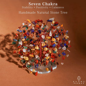 KARMAPLEDGE 7 Chakra Tree copper wire branches add decorative balance to shelves.