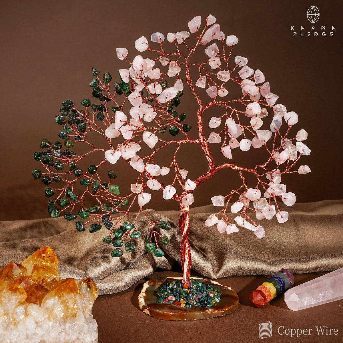 KARMAPLEDGE tree with ~200 crystals adds ambient charm to living spaces