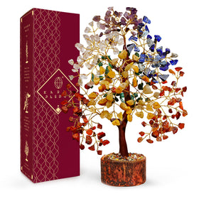 KARMAPLEDGE Chakra Tree of Life desktop display blooms with crystal beads for positive energy.