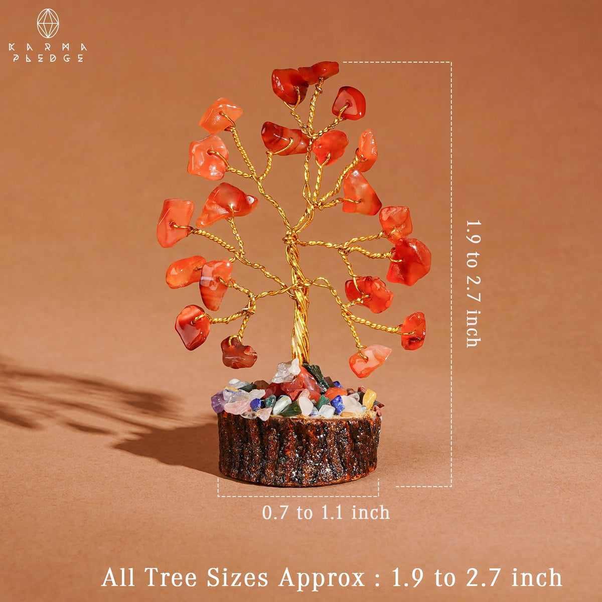 KARMAPLEDGE copper-wire crystal tree stem detail showcasing handcrafted artistry