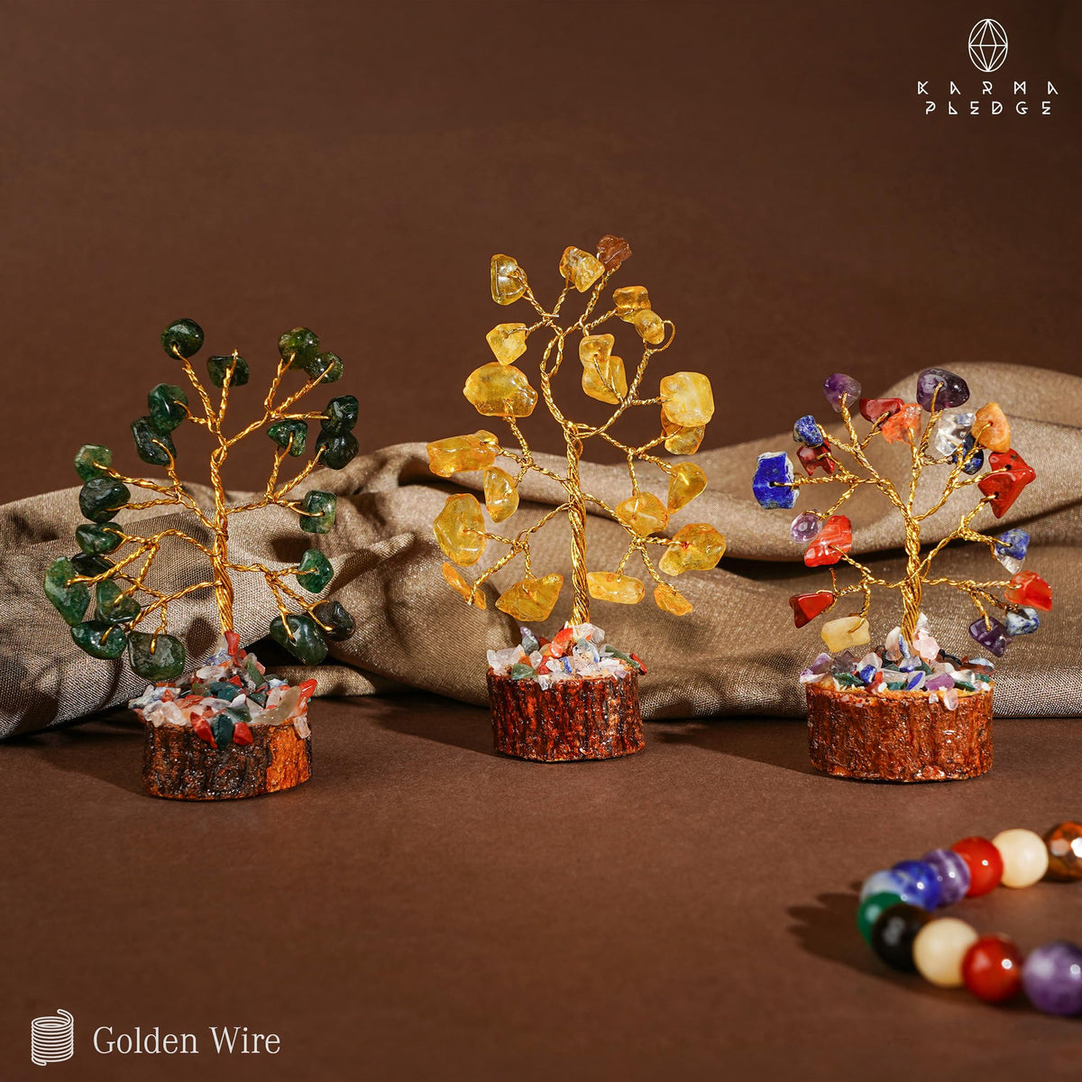 KARMAPLEDGE handcrafted crystal tree decor for shelves and mantels