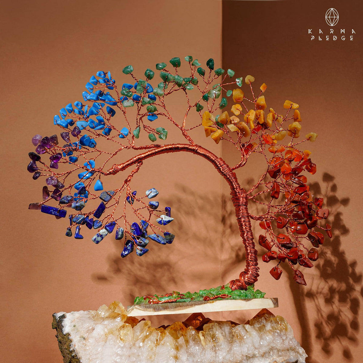 KARMAPLEDGE office decor enhances desk ambiance with natural crystal artistry.