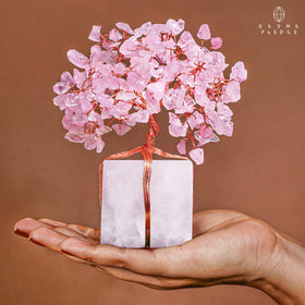 KARMAPLEDGE Rose Quartz Tree dimensions 4–6 inches for compact display