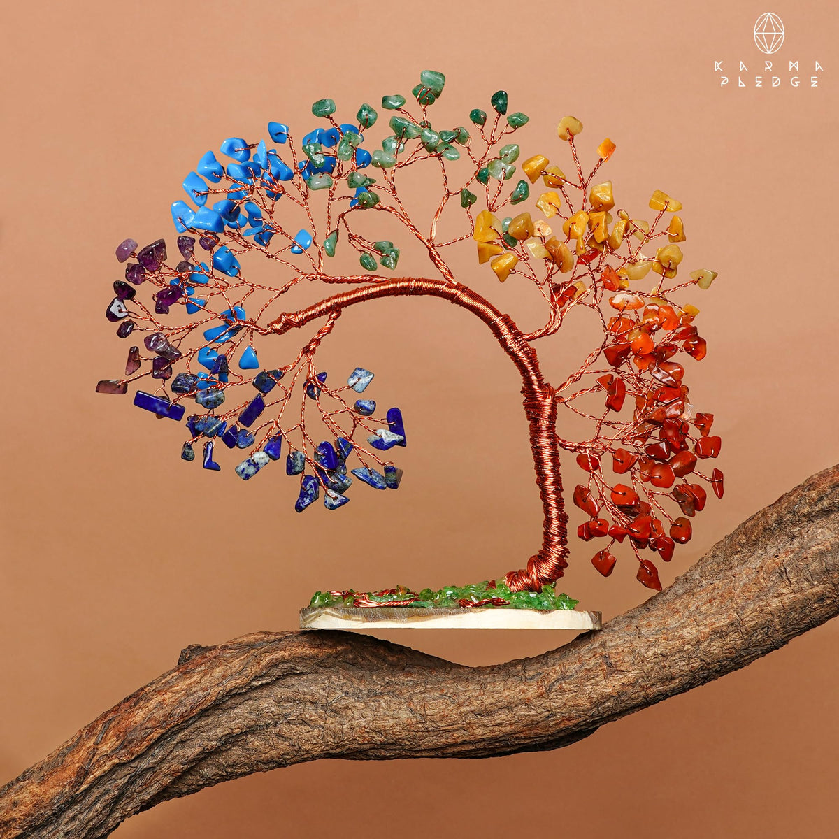 KARMAPLEDGE wall art chakra tree creates a tranquil focal point in any room.