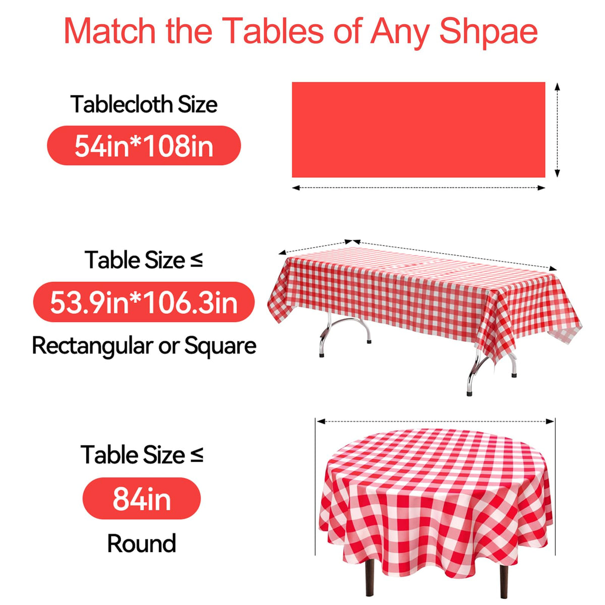 KAshack 54x108 disposable tablecloth fits long dining tables.