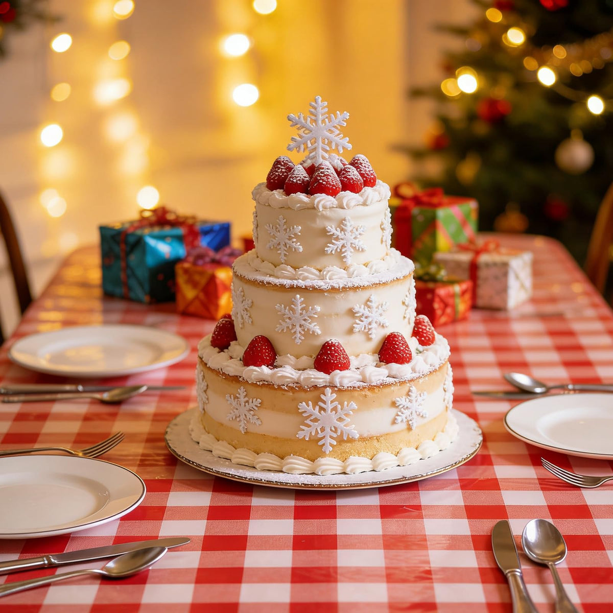 KAshack disposable tablecloth in red plaid during a birthday party.