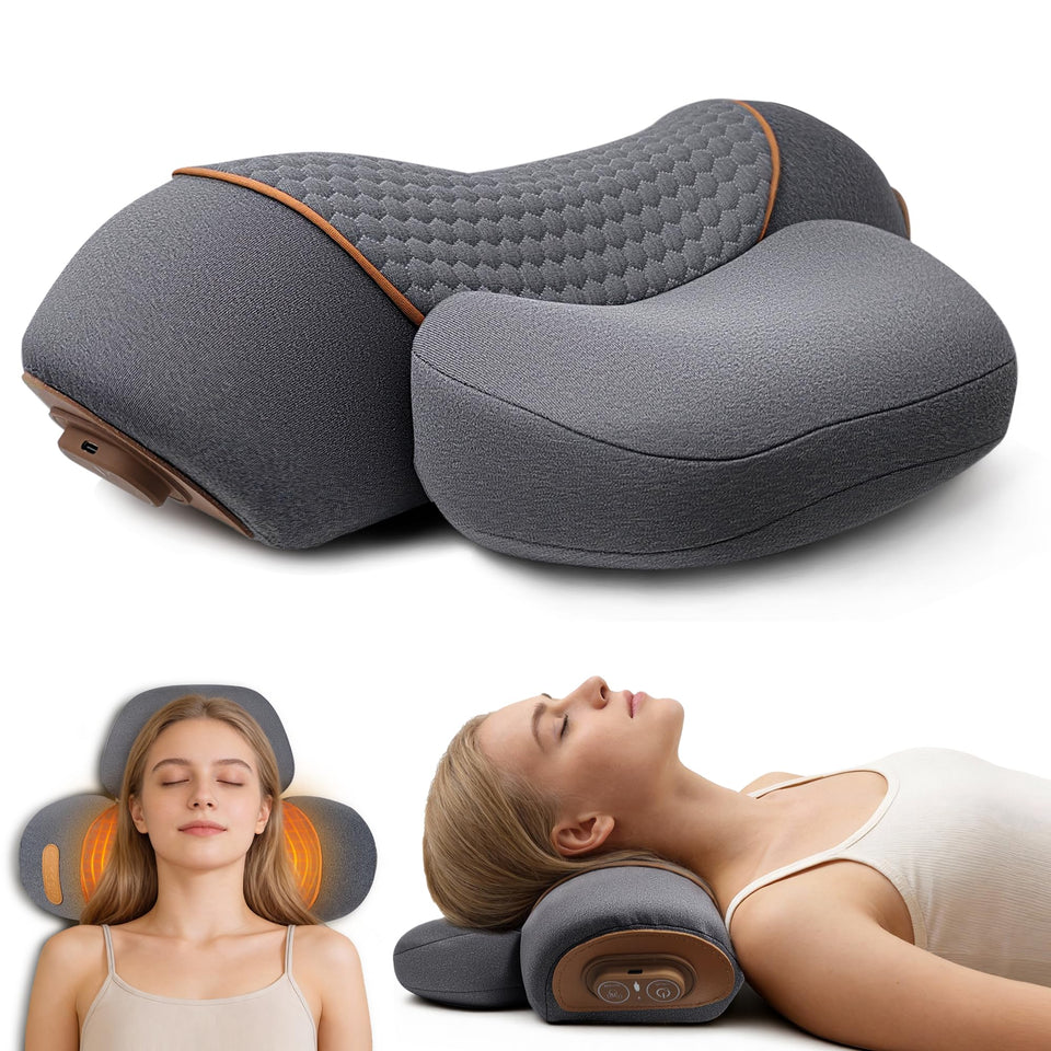 KASHIBANG neck massager pillow shows ergonomic design for comfortable cervical support