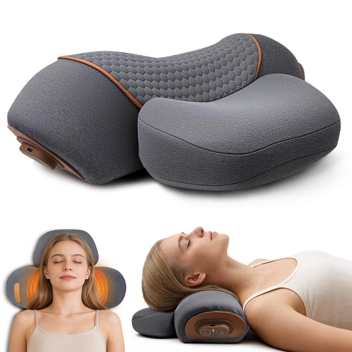 KASHIBANG neck massager pillow shows ergonomic design for comfortable cervical support