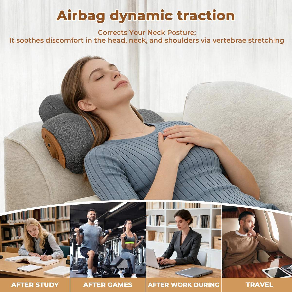 KASHIBANG memory foam adapts to neck curves for lasting comfort