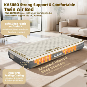KASIMO twin air mattress compact fold enables easy storage and portability.