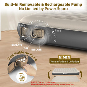 KASIMO twin air mattress suede fabric delivers quiet, hotel-like sleeping surface.