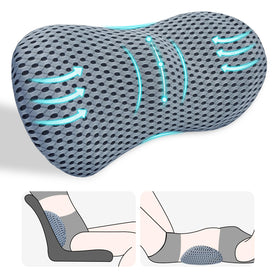 Kasney lumbar pillow with memory foam for targeted lower back support on chair or car.