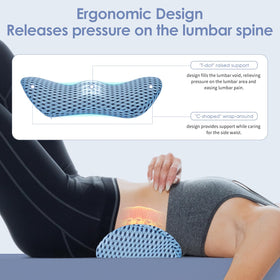 Kasney lumbar pillow on recliner demonstrates versatile use at home.
