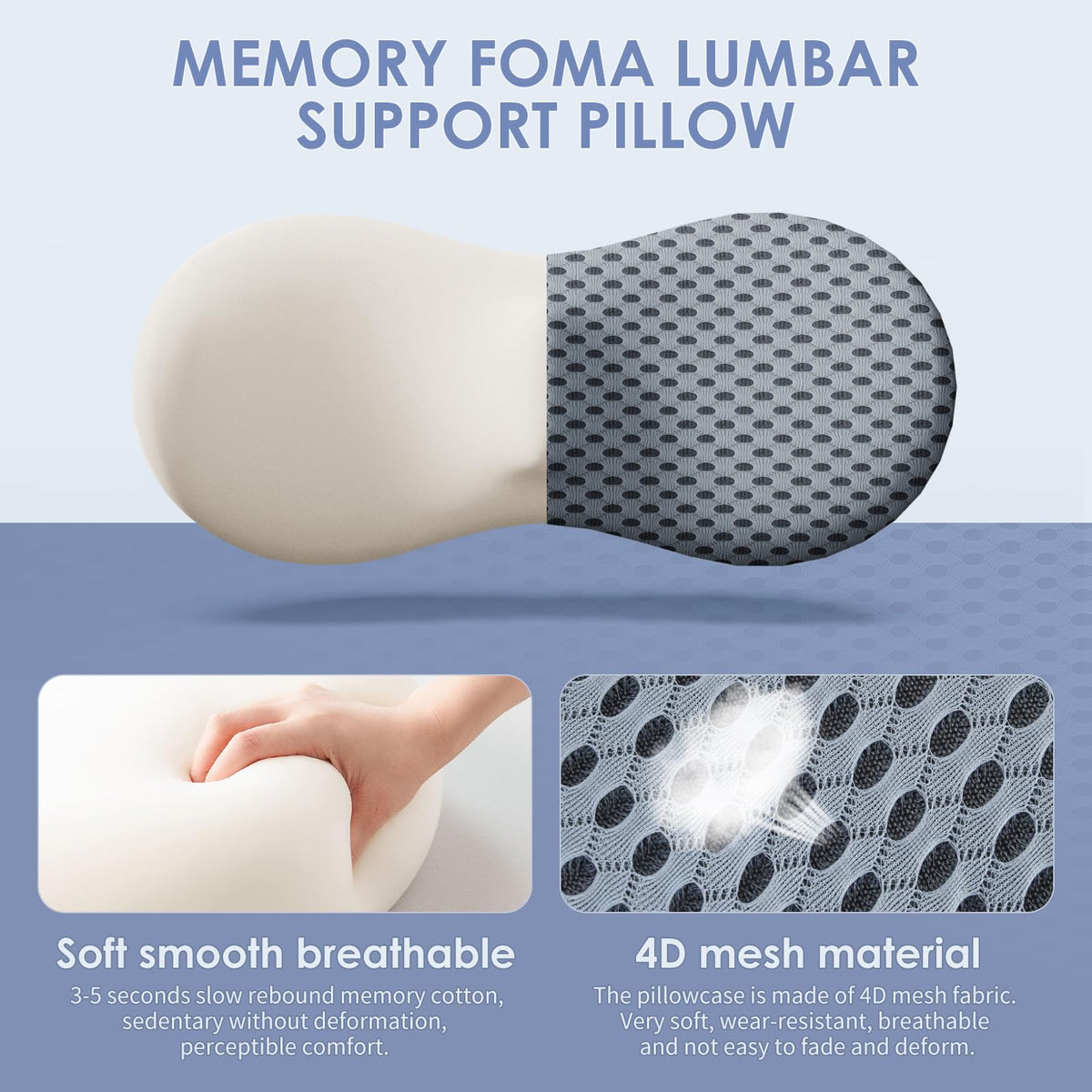 Kasney lumbar support pillow side foam detail for comfort and stability