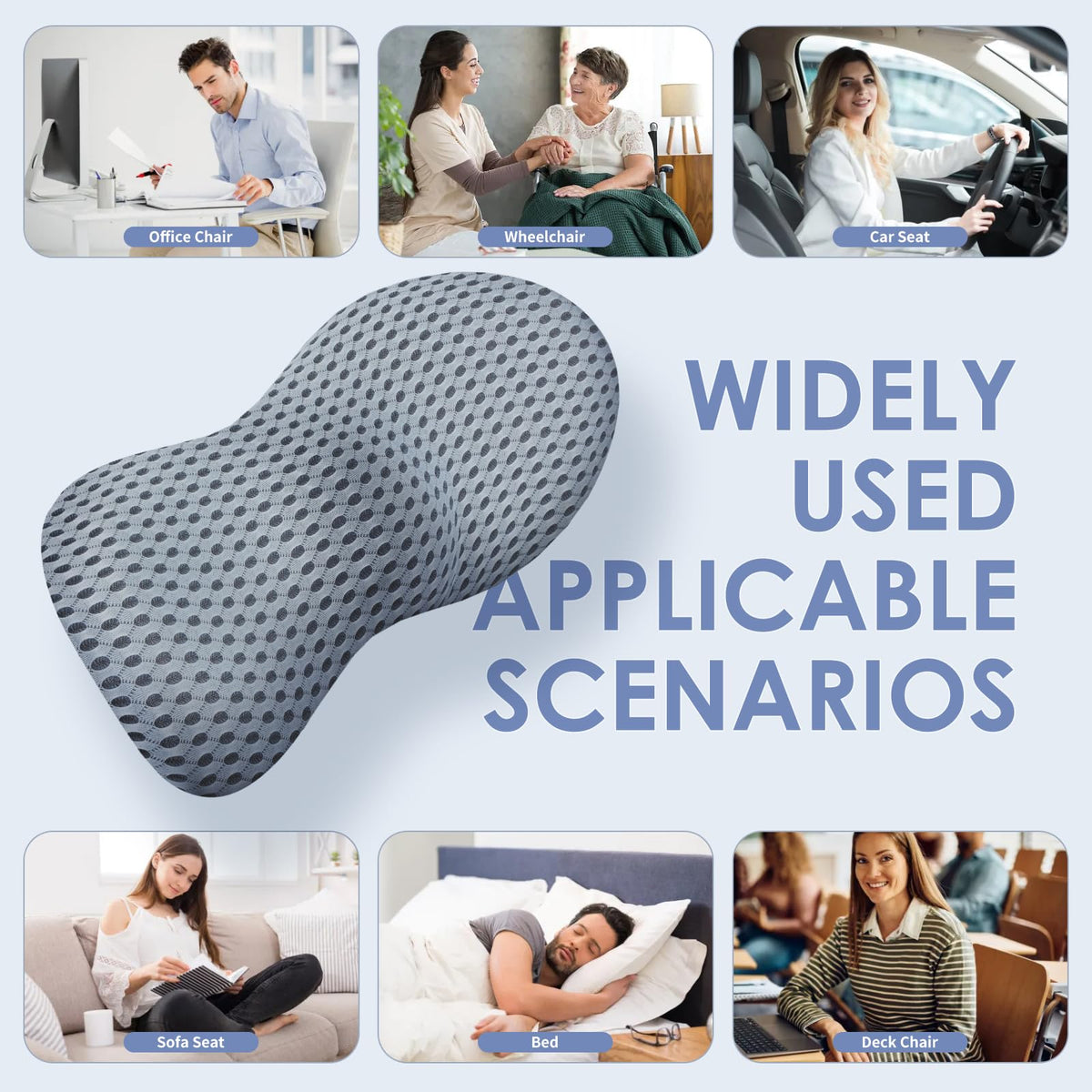 Kasney lumbar support pillow spread on bed for full-body support