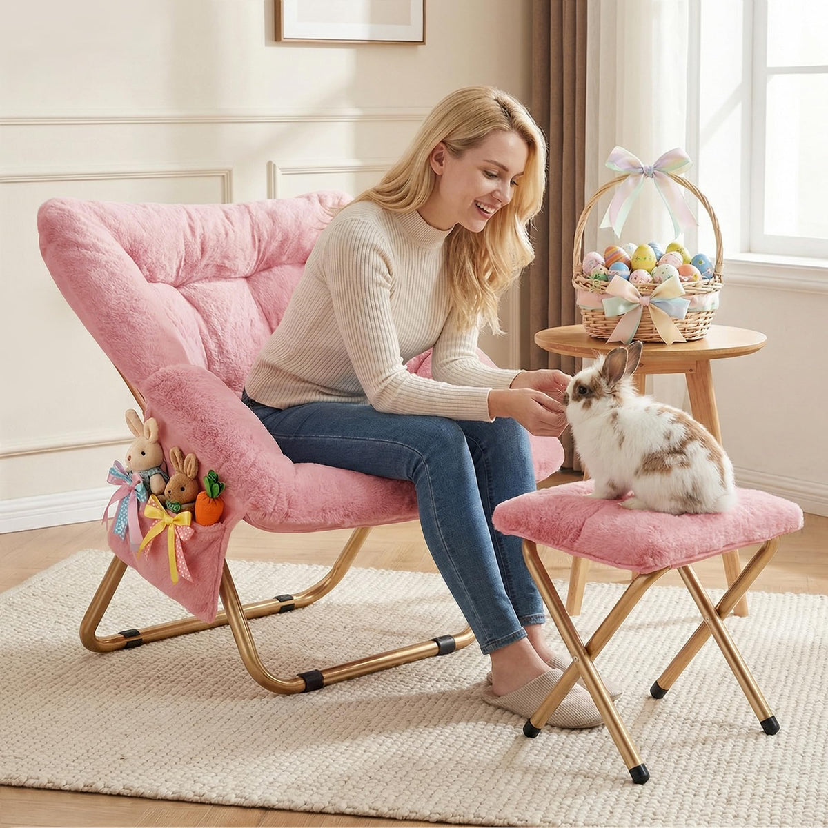 Kasunpul Comfy Saucer Chair built-in pocket keeps essentials within reach