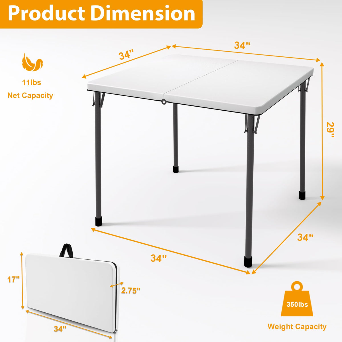 Kasunpul folding table folds to compact storage dimensions.