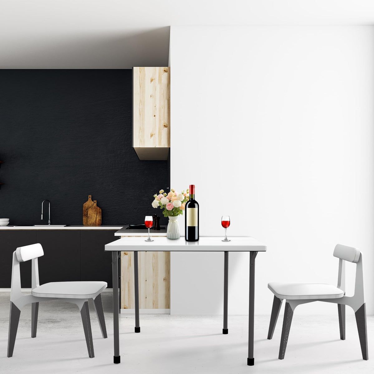 Kasunpul folding table with sturdy steel legs supports up to 165 pounds.