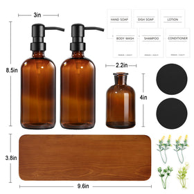 Kasunting amber glass soap dispenser with stainless steel pump for durability.