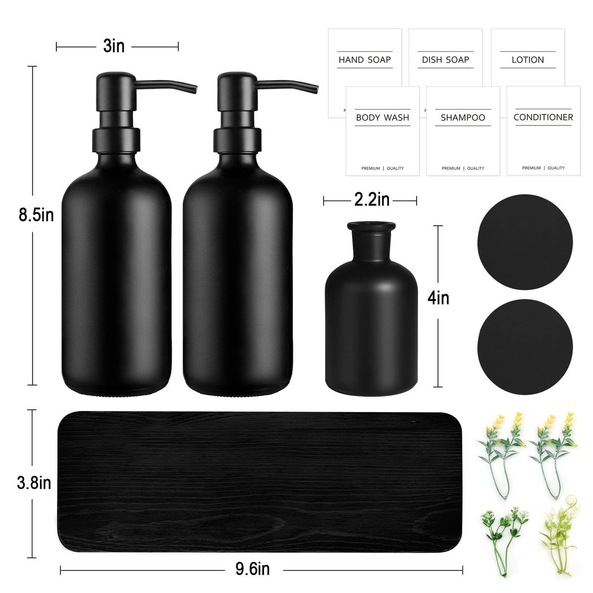 Kasunting black glass soap dispenser with pump offers durable, rust-resistant performance.