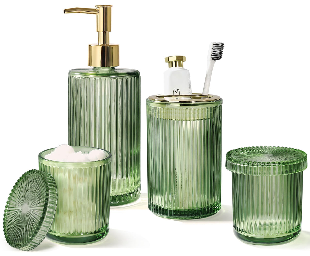 Kasunting Green Glass Soap Dispenser for elegant, leak-free handwashing.