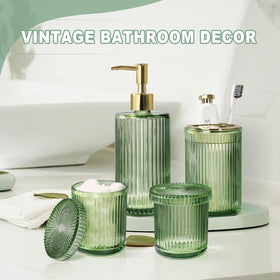 Kasunting Green Glass 4-Piece Set arrives ready to style any counter.