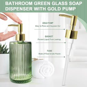 Kasunting Green Glass Qtip Holders protect cotton swabs from dust.