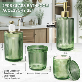Kasunting Green Glass Toothbrush Holder keeps counters tidy and brushes at hand.