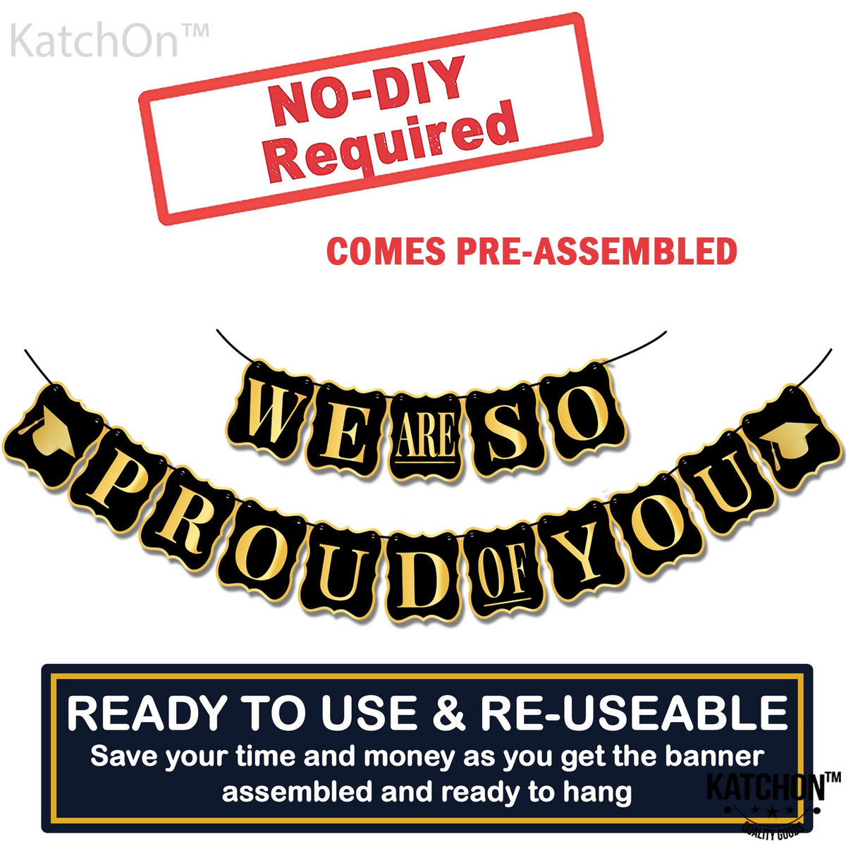 KatchOn black and gold party setup complements school colors
