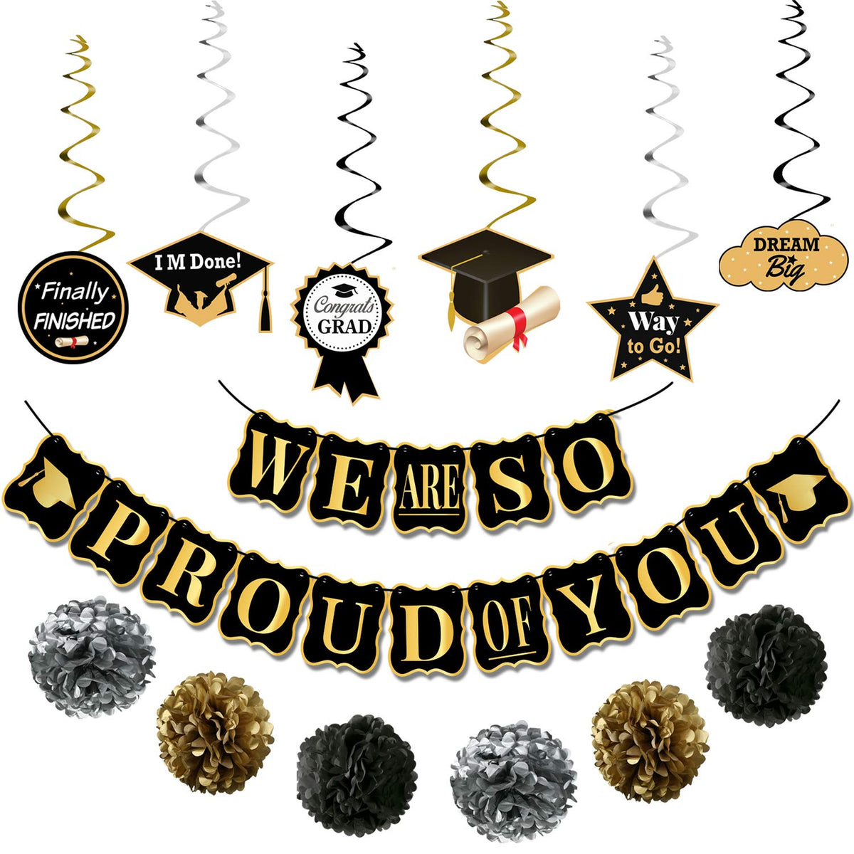 KatchOn graduation banner We Are So Proud Of You hanging for memorable photos