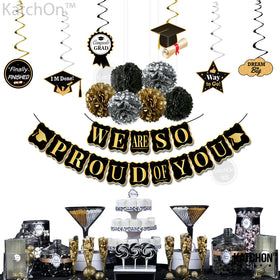 KatchOn black and gold swirls decorate the graduation space
