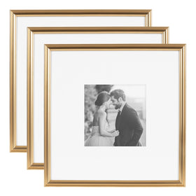 Kate and Laurel Adlynn gold square frame set front view for a cohesive gallery display.
