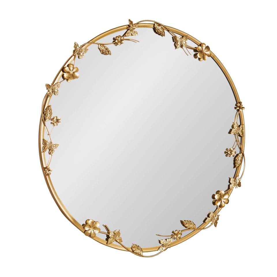 Kate and Laurel Rosella mirror with floral detailing enhances focal wall decor.