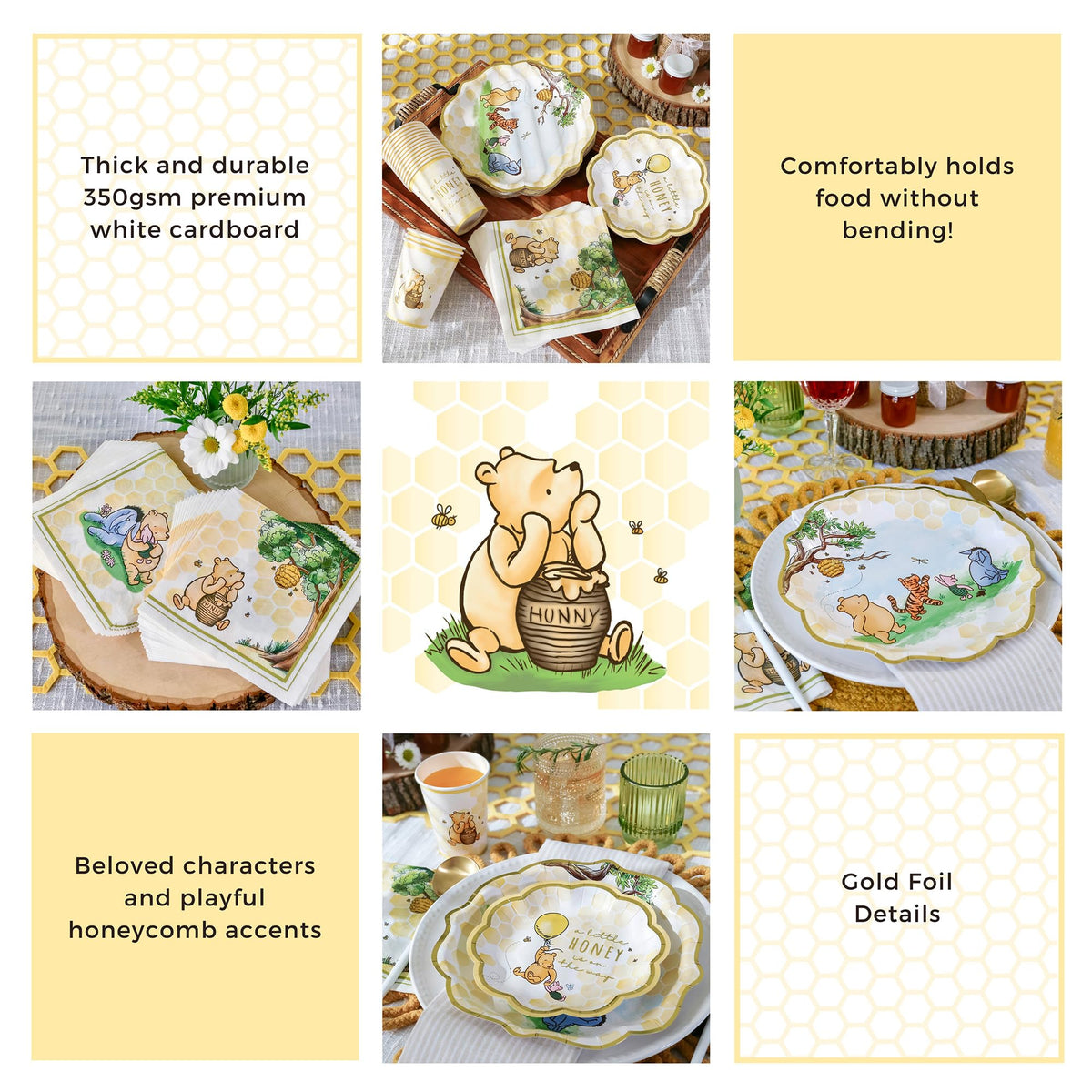 Kate Aspen Honey Bear Winnie table setup completes the party look.