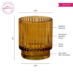 Kate Aspen housewarming gift idea: amber ribbed glass candle holders