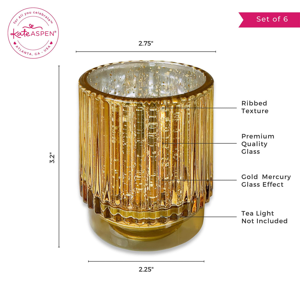Kate Aspen votive holders with tealights or small LEDs.