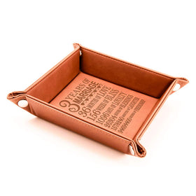 Kate Posh 3-year marriage anniversary tray with pinched snap corners.