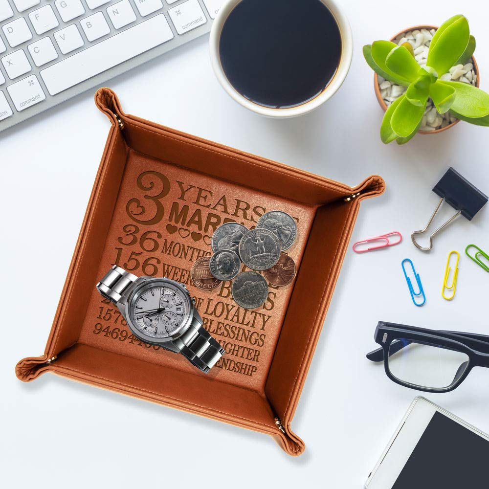 Kate Posh leatherette tray for desktop, nightstand, or entryway organization.