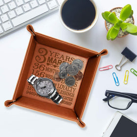 Kate Posh leatherette tray for desktop, nightstand, or entryway organization.