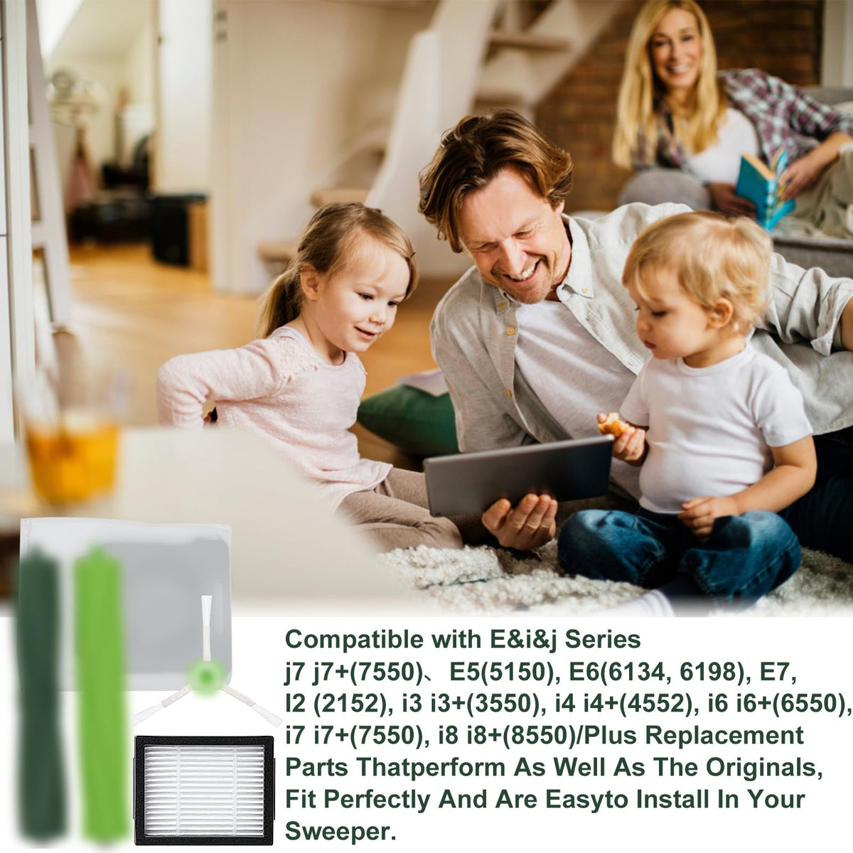 Eight high quality filters to help sustain strong suction and clean air output.