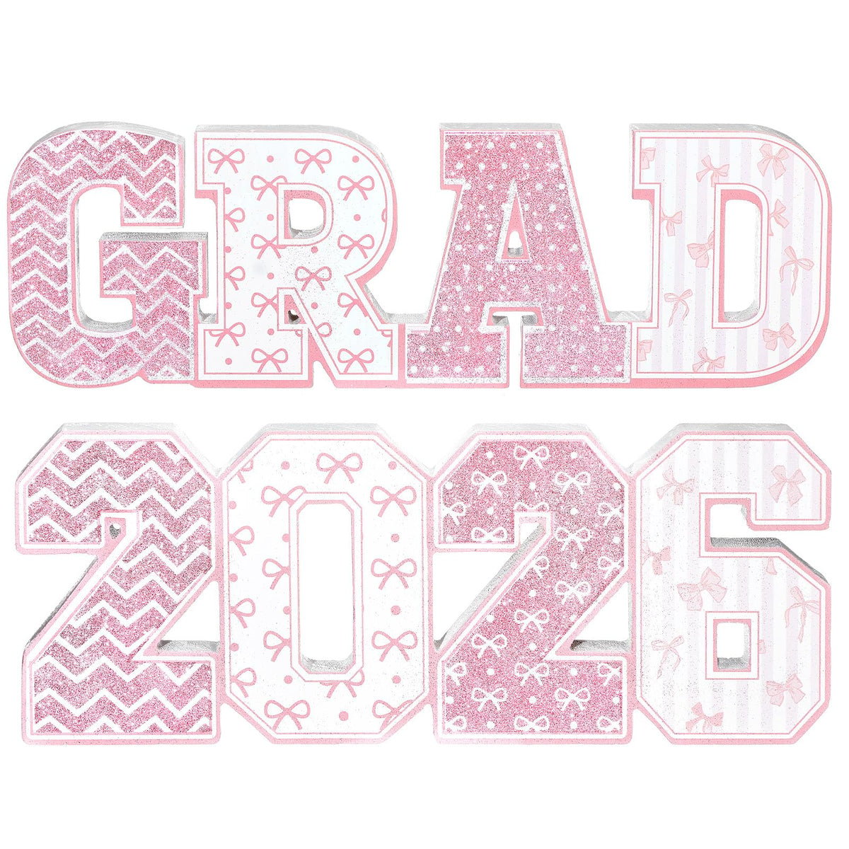 Kathfly grad sign pink glitter wooden tabletop display for milestone photos