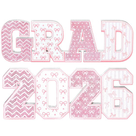 Kathfly grad sign pink glitter wooden tabletop display for milestone photos