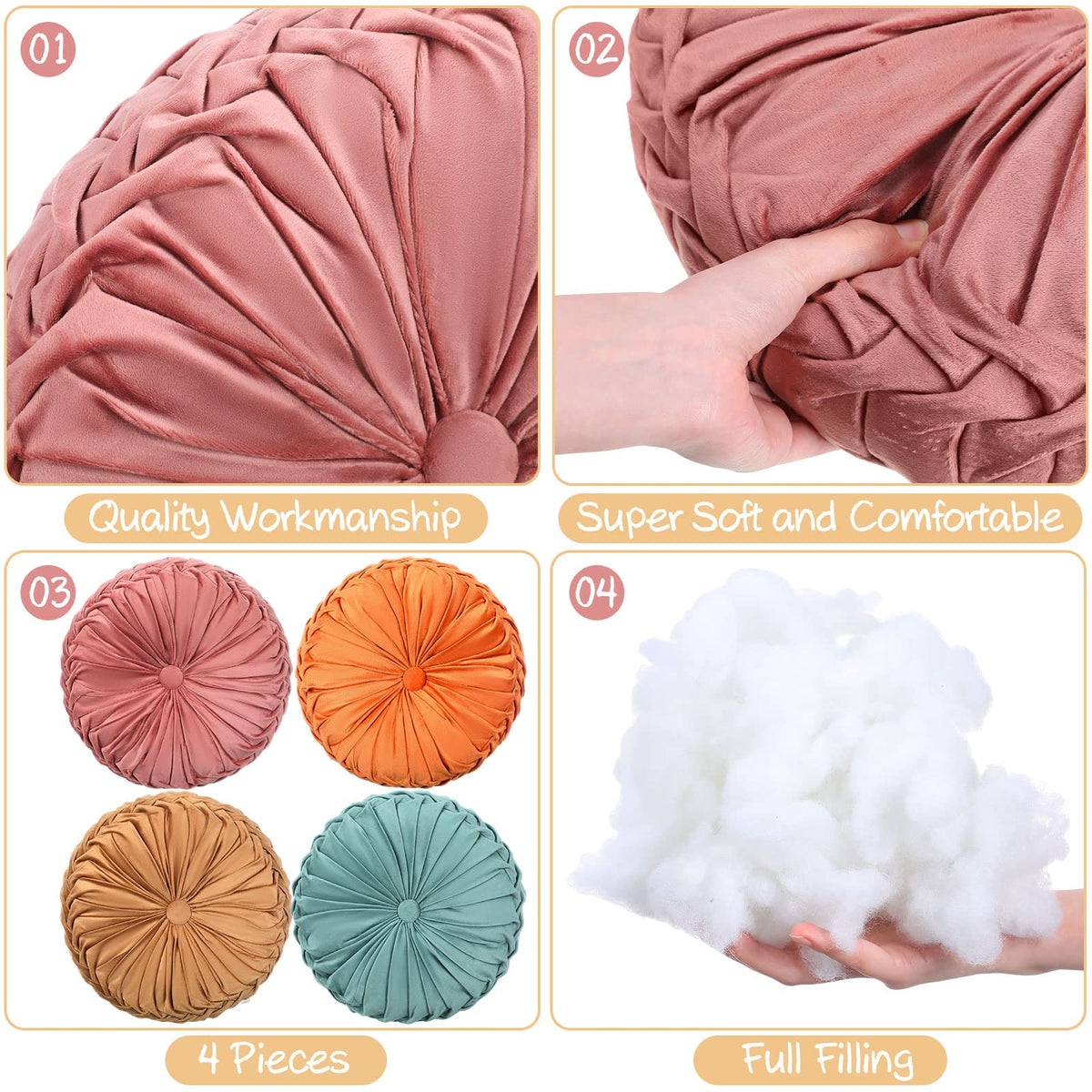 Kathfly bean paste pink pumpkin pillow adds gentle color to any space.