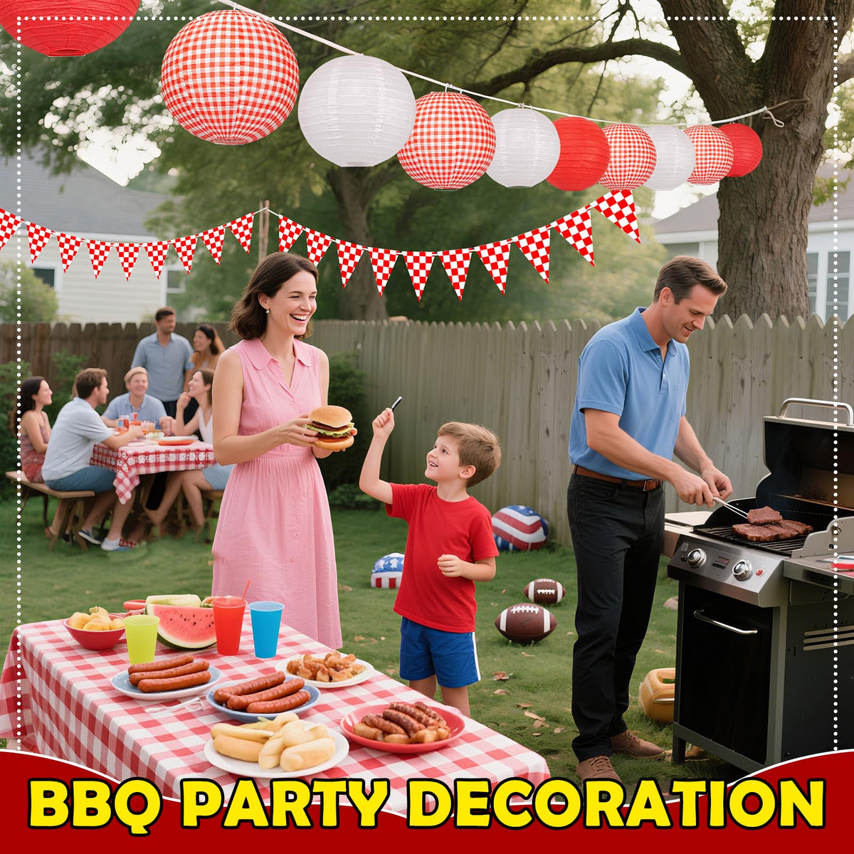 KaTiSeMo checkered tablecloth ties the picnic theme together for casual outdoor meals.