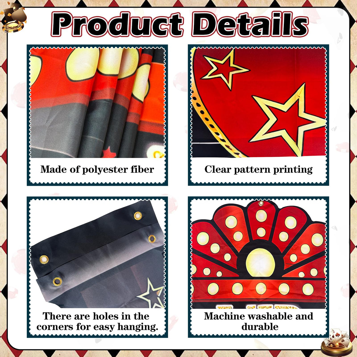 KaTiSeMo Black Tinsel Curtain adds shimmer and depth to your casino night decor.